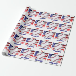 Papel De Presente Azul branco vermelho do nome do aniversário do