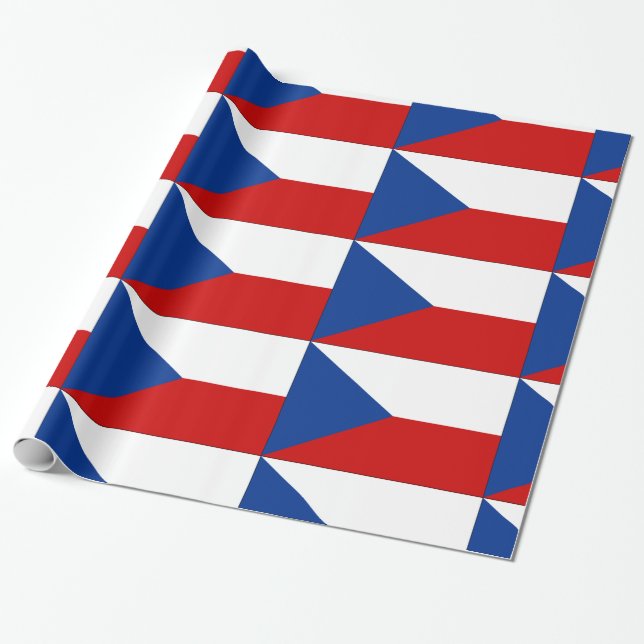 Papel De Presente Azul branco vermelho-tcheco (Desenrolado)