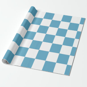 Papel De Presente Azul Celeste Xadrez Branco – Alegre e Divertido
