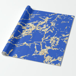 Papel De Presente Azul Celestiais Dourados Marble Trave Ideia de Pre