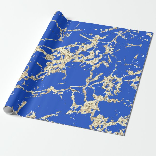Papel De Presente Azul Celestiais Dourados Marble Trave Ideia de Pre (Desenrolado)
