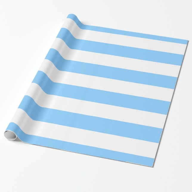 Papel De Presente Azul Céu, Listras Brancas XL Padrão (Desenrolado)
