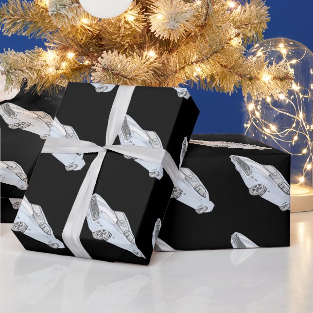 Papel De Presente Azul Chevy Camaro, 1969, com faixas brancas (Feriados)