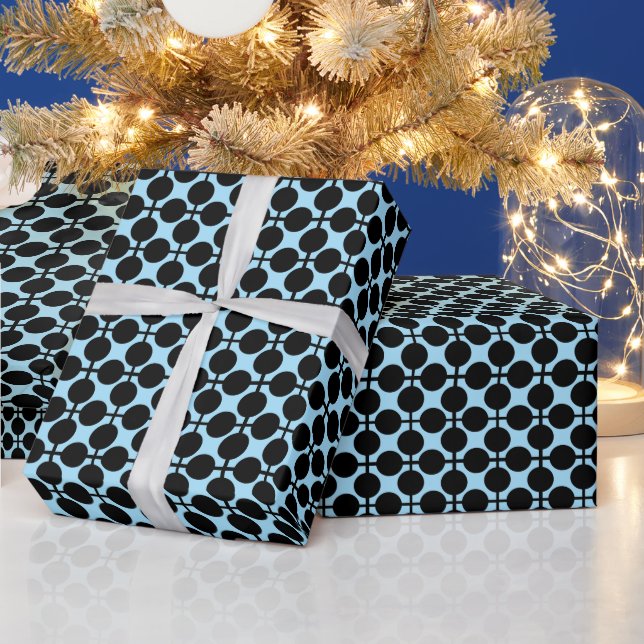 Papel De Presente Azul claro com geometria preta (Feriados)