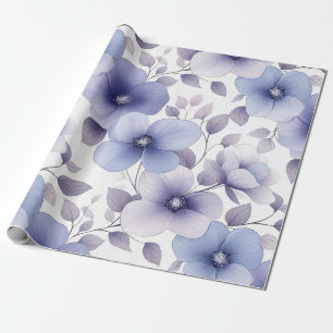 Papel De Presente Azul claro e Lavanda Aquarela Floral