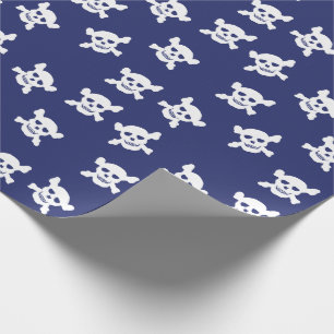 Papel De Presente Azul com crânio branco e Crossbones