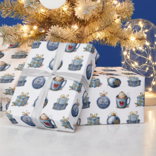Papel De Presente Azul-Cria Natal