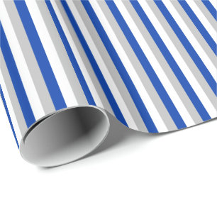 Papel De Presente Azul de Hanukkah, Prata Fosca, Listra Vertical Bra