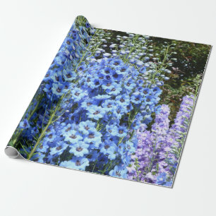 Papel De Presente Azul Delfinium Floral Flowers Natureza