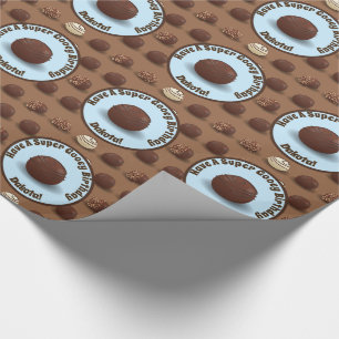 Papel De Presente Azul doce e pegajosos super do aniversário do