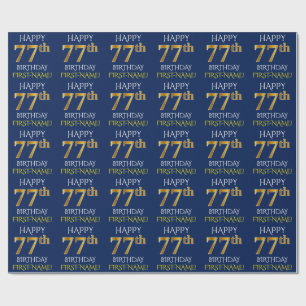 Papel De Presente Azul, Dourado "77º ANIVERSÁRIO Falso"