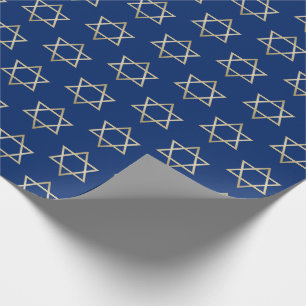 Papel De Presente Azul Dourado Hanukkah do teste padrão de estrela