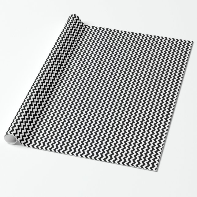 Papel De Presente Azul e Branco Chevron Zig Zag (Desenrolado)