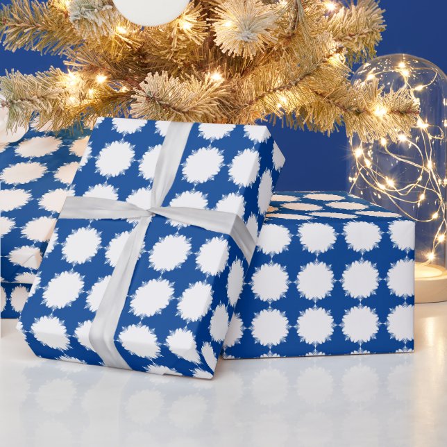 Papel De Presente Azul e branco profundos de Natal (Feriados)
