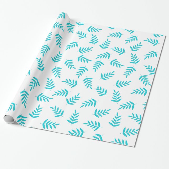 Papel De Presente Azul e Branco Tropicais (Desenrolado)