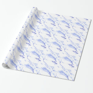 Papel De Presente Azul e mármore branco