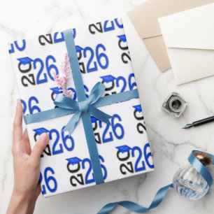 Papel De Presente Azul e Preto para Graduação 2025