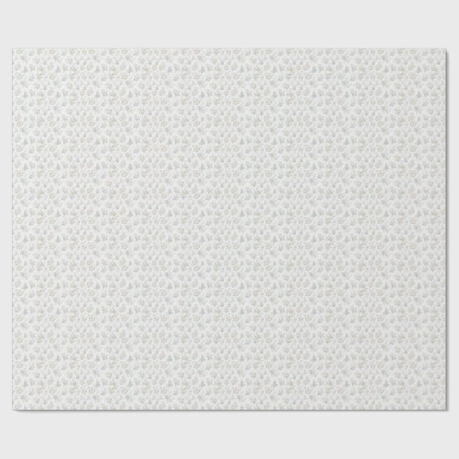 Papel De Presente Azul Elegante e Floral de Marfim (Aberto)