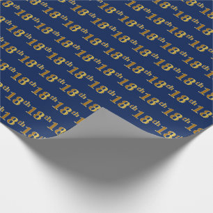 Papel De Presente Azul, Falso Dourado 18º (Décimo Oitavo) Evento