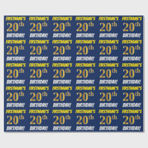 Papel De Presente Azul, falso/ouro de imitação, "20o ANIVERSÁRIO