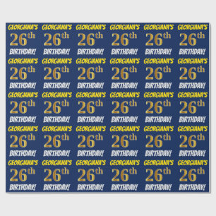 Papel De Presente Azul, falso/ouro de imitação, "26o ANIVERSÁRIO 
