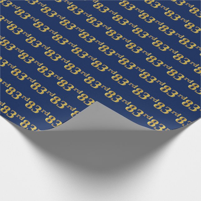 Papel De Presente Azul, Faux Dourado 83º (oitenta e três) Evento (Ponta)