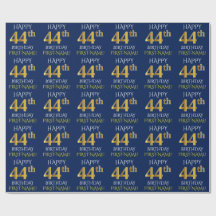 Azul, Faux Dourado "FELIZ 44 ANIVERSÁRIO"