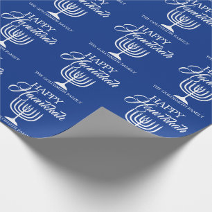 Papel De Presente Azul FELIZ personalizado Menorah de HANUKKAH