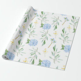 Papel De Presente Azul Floral