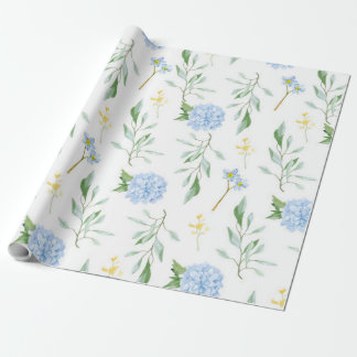 Papel De Presente Azul Floral