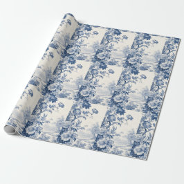 Papel De Presente Azul floral francês