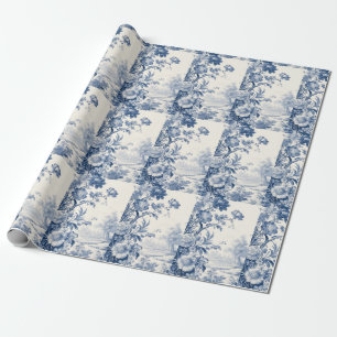 Papel De Presente Azul floral francês