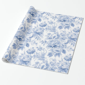 Papel De Presente Azul floral francês