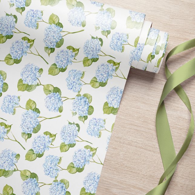 Papel De Presente Azul Hydrangea - Papel de Aperfeiçoamento do Padrã (Criador carregado)