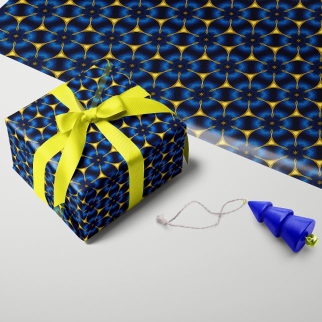 Papel De Presente Azul índio brilhante e Dourado (Criador carregado)