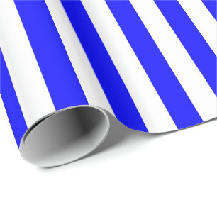 Papel De Presente Azul/Listra Branca