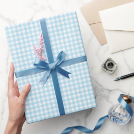 Papel De Presente Azul | Livro Branco sobre o enrolamento de Gingham