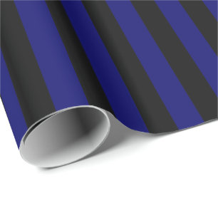 Papel De Presente Azul Marinho Escuro e Listra Preta