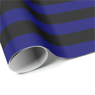 Papel De Presente Azul Marinho Escuro e Listra Preta
