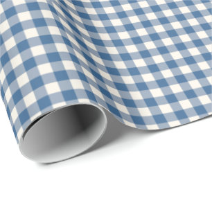 Papel De Presente Azul Marinho Padrão Xadrez Ginga Vintage Simples