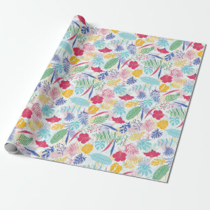 Papel De Presente Azul Marinho Rosa Selvagem Floresta Evergreen Casa