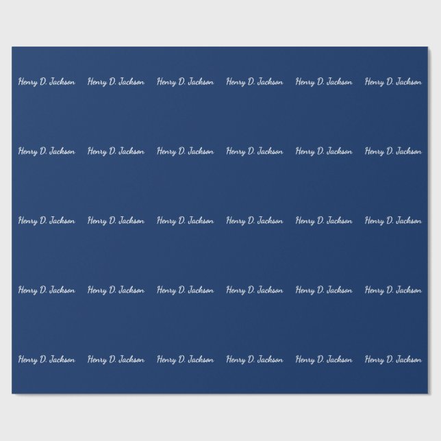 Papel De Presente Azul Marinho Único Caligrafia Clássica Simples (Aberto)