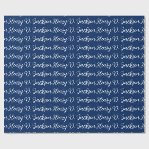 Papel De Presente Azul Marinho Único Escrita Clássica Simples