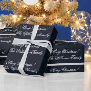 Papel De Presente Azul meia-noite brilhante prata Natal personalizad