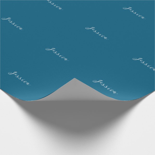 Papel De Presente Azul Moderno Elegante Simples Profissional Nome (Ponta)