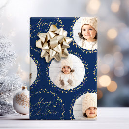 Papel De Presente Azul Moderno Roteiro Feliz Natal Família 6 foto