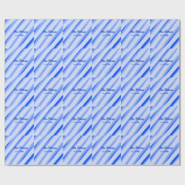 Papel De Presente Azul pastel adicionar nome data boho retro padrão 