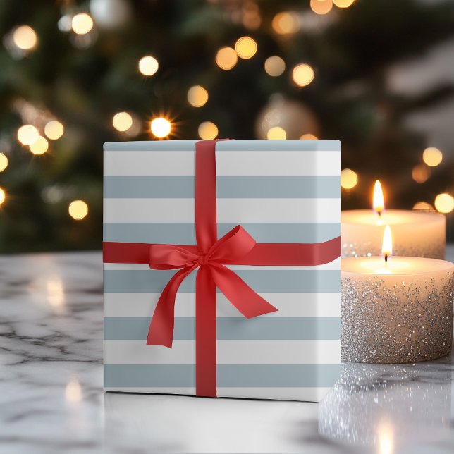 Papel De Presente Azul Pastel e Branco - Largura Horizontal (Criador carregado)