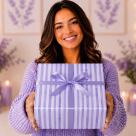 Papel De Presente Azul Periwinkle Elegante Listras Aquarela