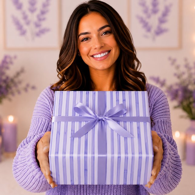 Papel De Presente Azul Periwinkle Elegante Listras Aquarela (Criador carregado)
